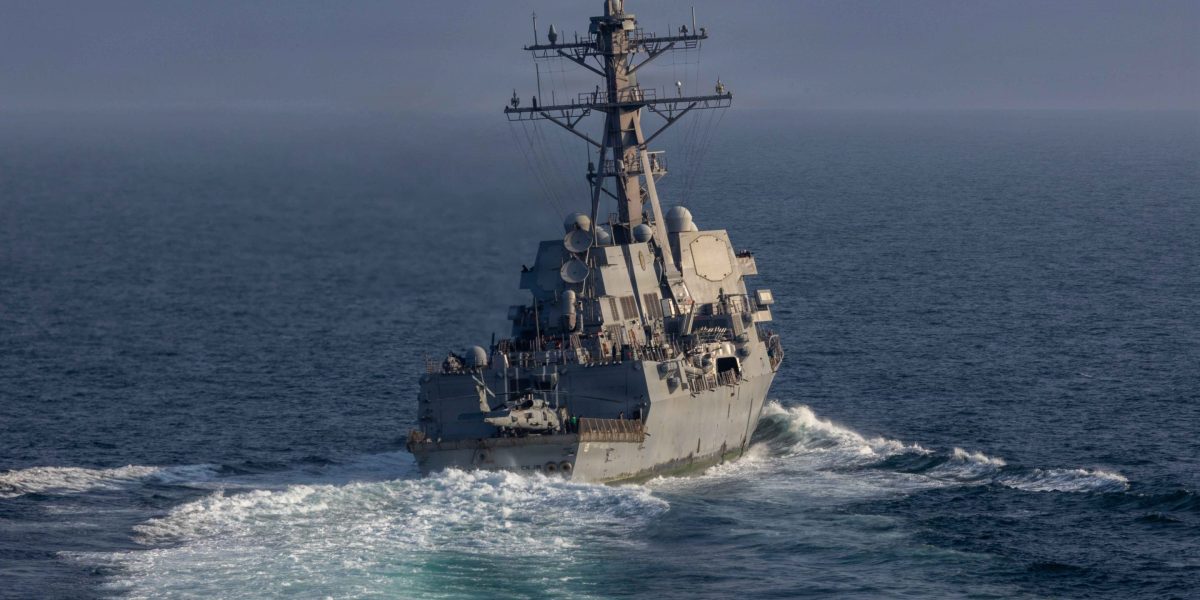 US Navy warship in the Strait of Hormuz amidst rising tensions