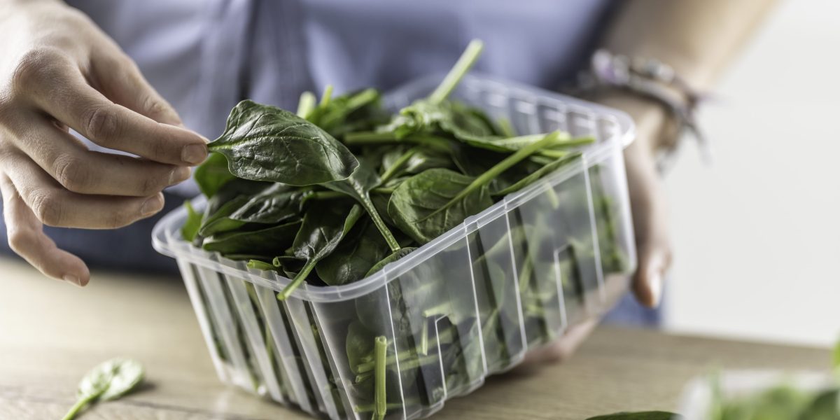 Spinach leaves with pesticide residues